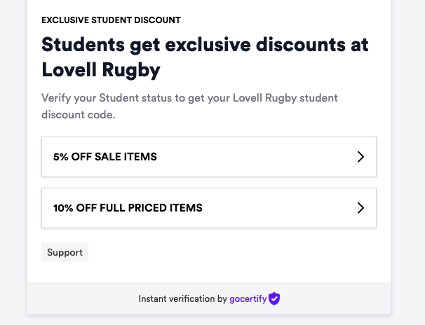 get an exclusive student discount at Lovell Rugby.